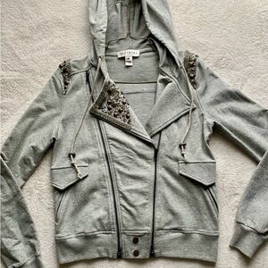 Nikibiki Gray Embellished Zip-Up Hoodie